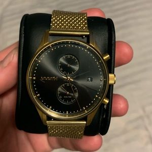 MVMT Gold Mesh Watch with Black Dial